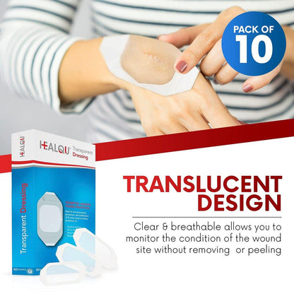HEALQU Transparente Wundauflage 2,3" x 2,7" (20er Pack) – Wasserdichte, atmungsaktive PU-Folie für postoperative Pflege, IV-Schutz, Tattoo-Nachsorge