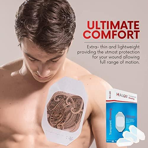 HEALQU Transparente Wundauflage 2,3" x 2,7" (20er Pack) – Wasserdichte, atmungsaktive PU-Folie für postoperative Pflege, IV-Schutz, Tattoo-Nachsorge