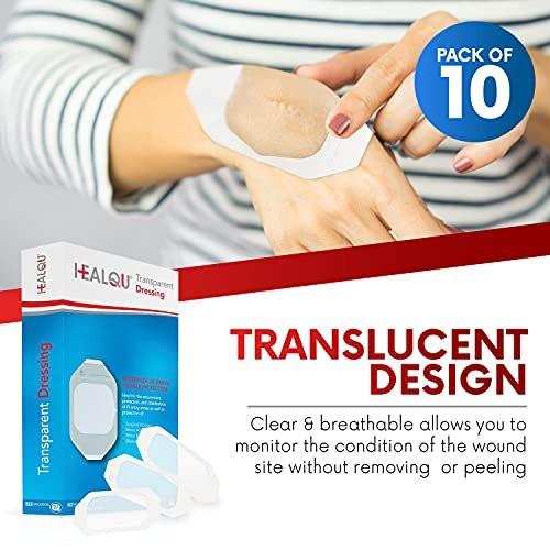 HEALQU Transparente Wundauflage 2,3" x 2,7" (20er Pack) – Wasserdichte, atmungsaktive PU-Folie für postoperative Pflege, IV-Schutz, Tattoo-Nachsorge
