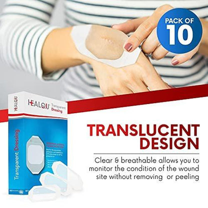 HEALQU Transparente Wundauflage 2,3" x 2,7" (20er Pack) – Wasserdichte, atmungsaktive PU-Folie für postoperative Pflege, IV-Schutz, Tattoo-Nachsorge