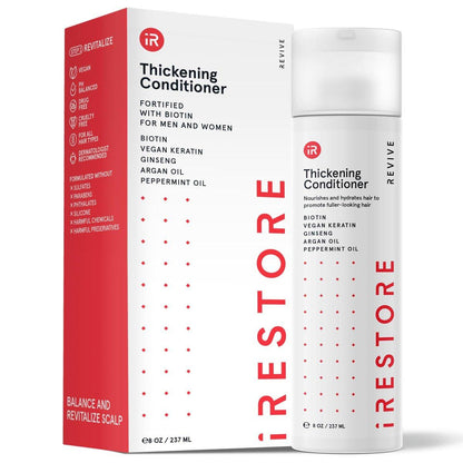 iRESTORE Biotin Haarconditioner für geschädigtes, trockenes Haar - Ideal für feines Haarwachstum, Volumen und Feuchtigkeit mit Ginseng & Arganöl, in Kombination mit Haarausfall-Shampoo