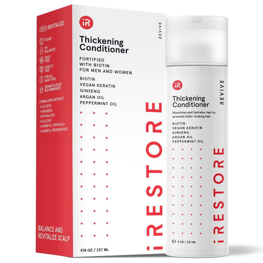 iRESTORE Biotin Haarconditioner für geschädigtes, trockenes Haar - Ideal für feines Haarwachstum, Volumen und Feuchtigkeit mit Ginseng & Arganöl, in Kombination mit Haarausfall-Shampoo