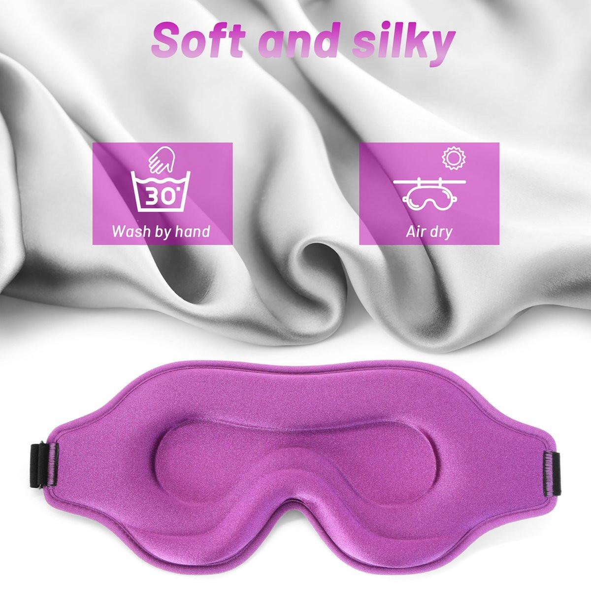 Schlafmaske für Männer und Frauen – Memory-Schaum-Augenmaske für Seitenschläfer, verstellbare Schlafmaske mit Augenabdeckung für völlige Dunkelheit, Reise-Blickdichte Maske (Lila)