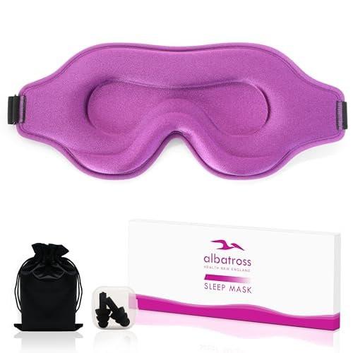 Schlafmaske für Männer und Frauen – Memory-Schaum-Augenmaske für Seitenschläfer, verstellbare Schlafmaske mit Augenabdeckung für völlige Dunkelheit, Reise-Blickdichte Maske (Lila)