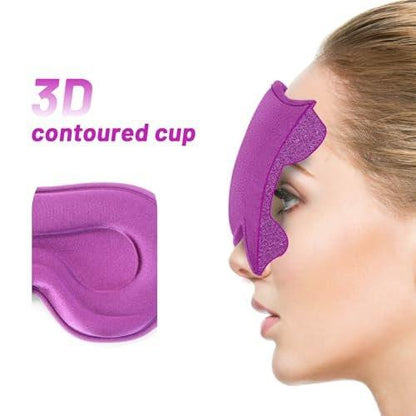 Schlafmaske für Männer und Frauen – Memory-Schaum-Augenmaske für Seitenschläfer, verstellbare Schlafmaske mit Augenabdeckung für völlige Dunkelheit, Reise-Blickdichte Maske (Lila)