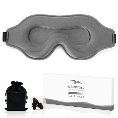 Schlafmaske für Männer und Frauen – Memory Foam Augenmaske für Seitenschläfer, verstellbares Schlaf- und Reisemasken-Set, grau