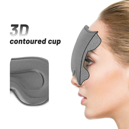 Schlafmaske für Männer und Frauen – Memory Foam Augenmaske für Seitenschläfer, verstellbares Schlaf- und Reisemasken-Set, grau