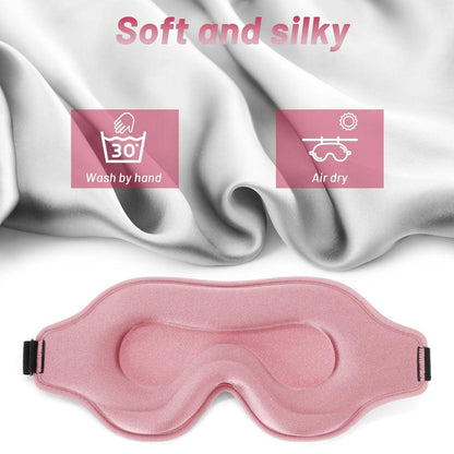 Schlafmaske für Männer und Frauen, Augenmaske für Seitenschläfer, Reise-Blackout-Augenklappe mit verstellbarem Riemen (Pink)