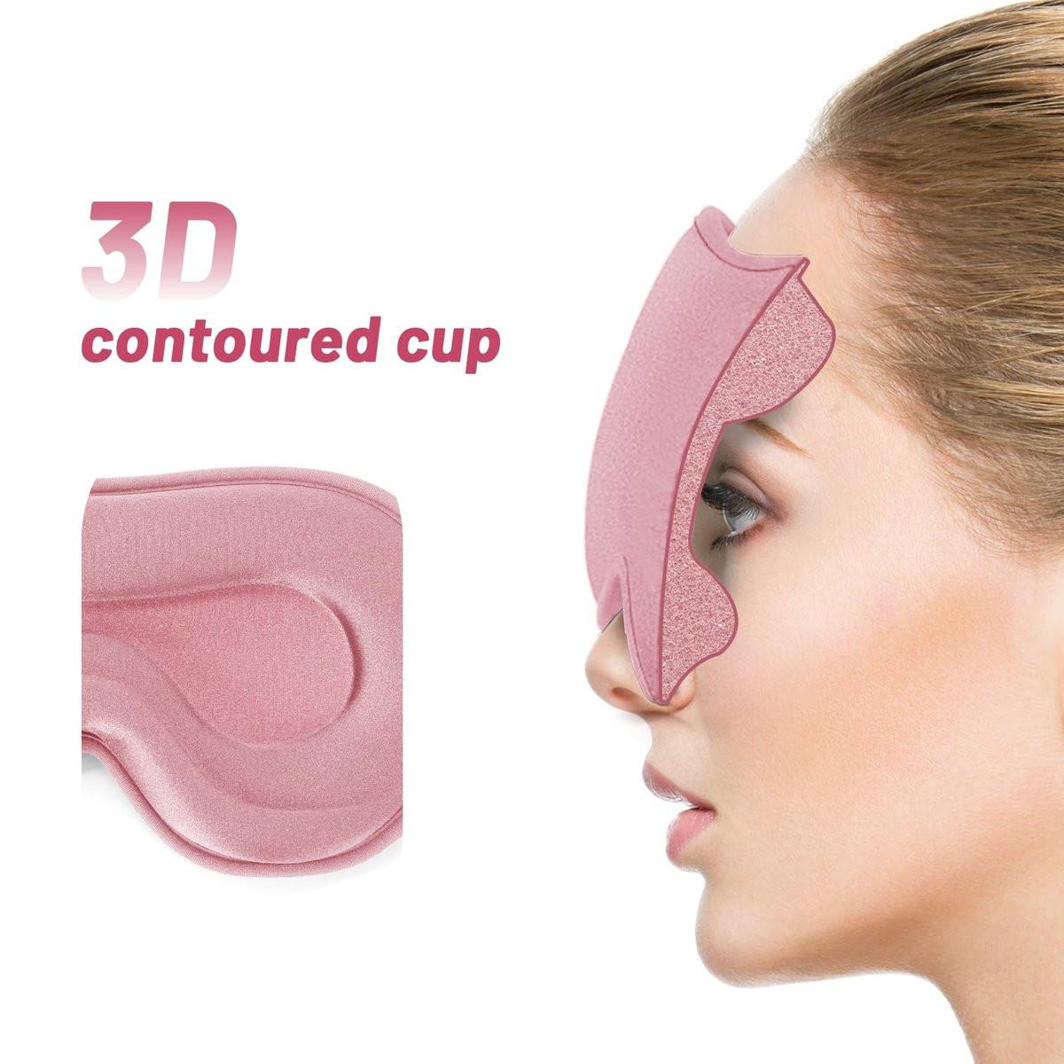 Schlafmaske für Männer und Frauen, Augenmaske für Seitenschläfer, Reise-Blackout-Augenklappe mit verstellbarem Riemen (Pink)