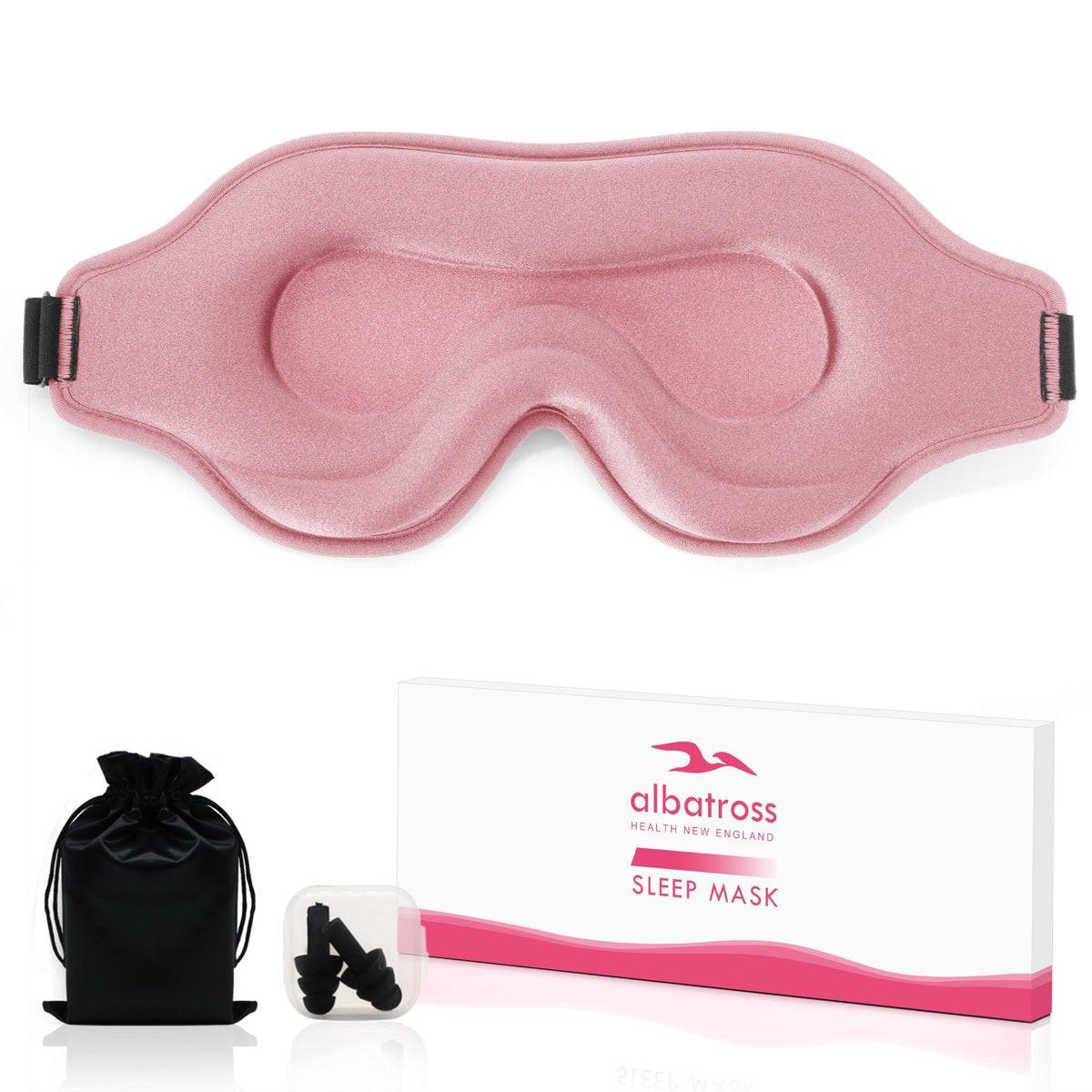Schlafmaske für Männer und Frauen, Augenmaske für Seitenschläfer, Reise-Blackout-Augenklappe mit verstellbarem Riemen (Pink)