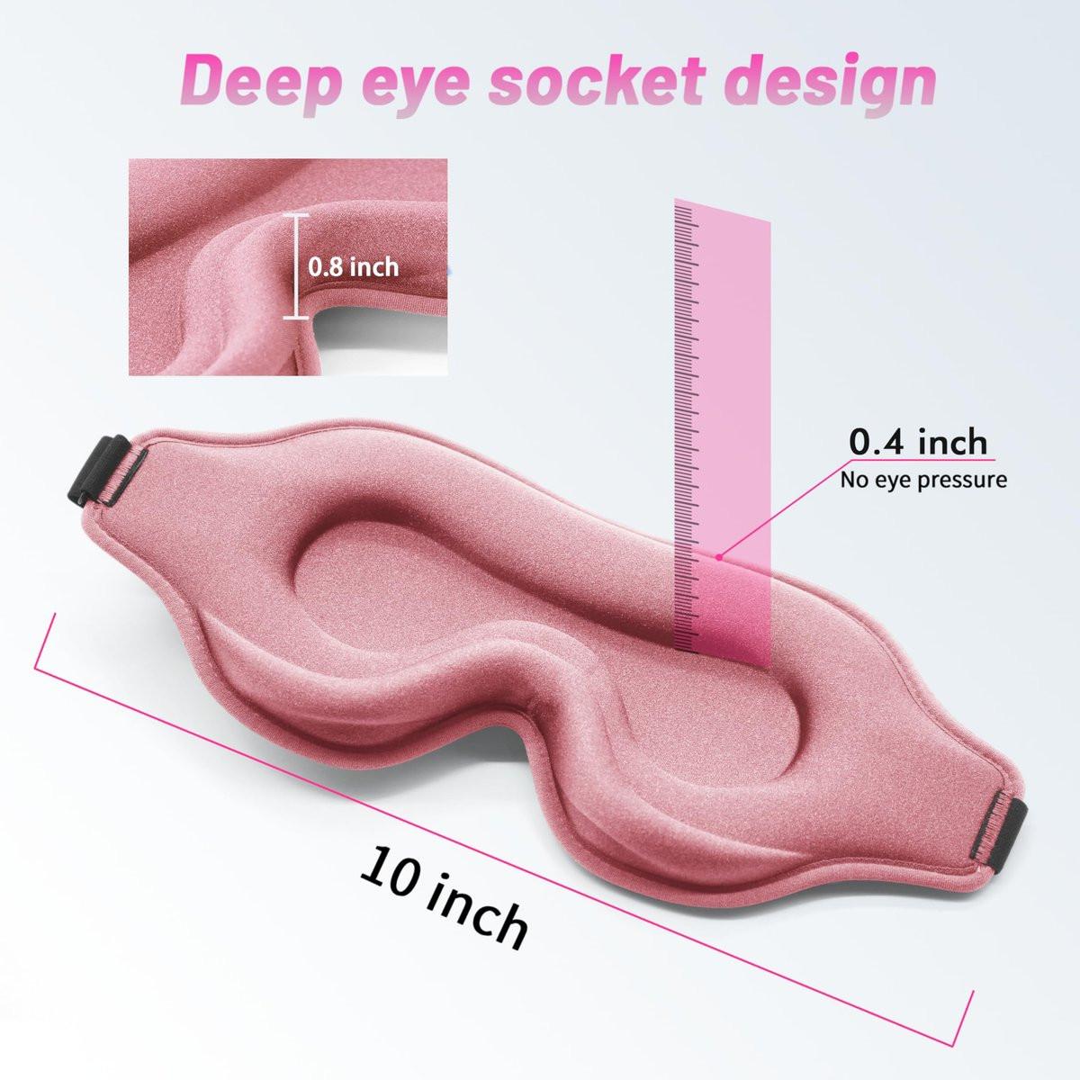 Schlafmaske für Männer und Frauen, Augenmaske für Seitenschläfer, Reise-Blackout-Augenklappe mit verstellbarem Riemen (Pink)