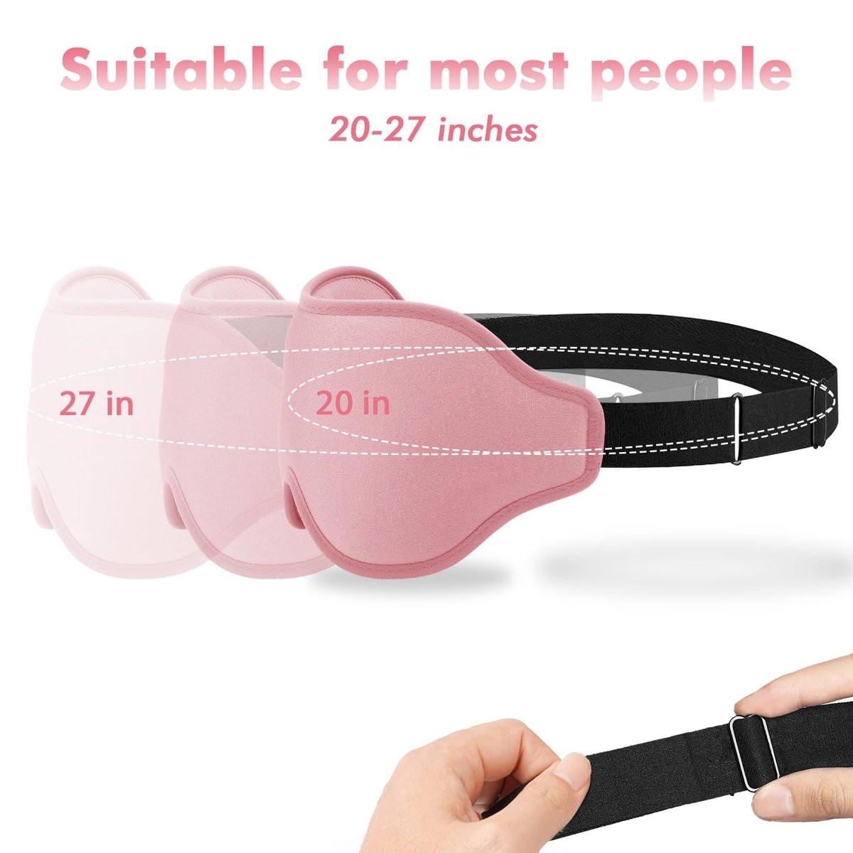 Schlafmaske für Männer und Frauen, Augenmaske für Seitenschläfer, Reise-Blackout-Augenklappe mit verstellbarem Riemen (Pink)