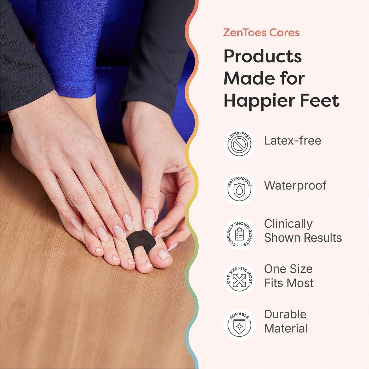 ZenToes Gel-Zehenspreizer für überlappende Zehen, Hallux Valgus, Großzehenausrichtung, Korrektur und Abstandshalter - 4er-Pack (Schwarz)
