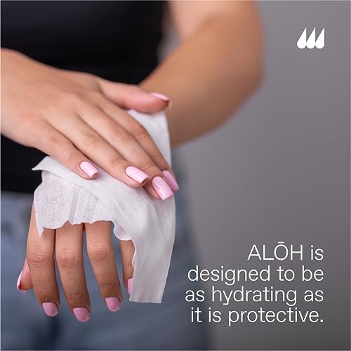 ALŌH Skin - Hautschonende Desinfektionstücher für die Hände – Pfefferminze + Eukalyptus Aloe (1 Box mit 20 einzeln verpackten Tüchern)