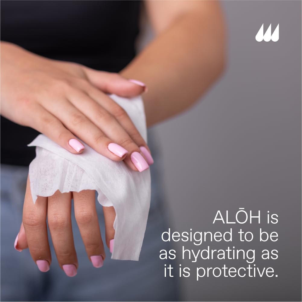 ALŌH Skin - Hautschonende Desinfektionstücher für die Hände – Pfefferminze + Eukalyptus Aloe (1 Box mit 20 einzeln verpackten Tüchern)