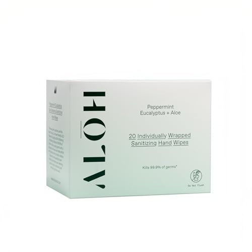 ALŌH Skin - Hautschonende Desinfektionstücher für die Hände – Pfefferminze + Eukalyptus Aloe (1 Box mit 20 einzeln verpackten Tüchern)