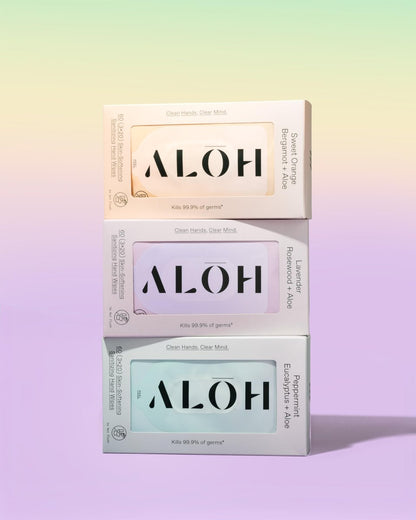 ALŌH Sweet Orange Bergamot + Aloe Handreinigungstücher - 3er-Pack mit 20 Tüchern (60 Tücher) - Für unterwegs - Für Kinder und Erwachsene