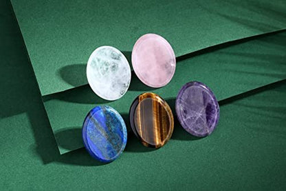 YATOJUZI Daumen-Sorgensteine zur Angstbewältigung – Heilende Kristalle Amethyst und Rosenquarz – Taschenkiesel für Meditation, Reiki, spirituelle Geschenke für Frauen und Männer (2 Stück)