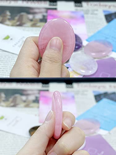 YATOJUZI Daumen-Sorgensteine zur Angstbewältigung – Heilende Kristalle Amethyst und Rosenquarz – Taschenkiesel für Meditation, Reiki, spirituelle Geschenke für Frauen und Männer (2 Stück)