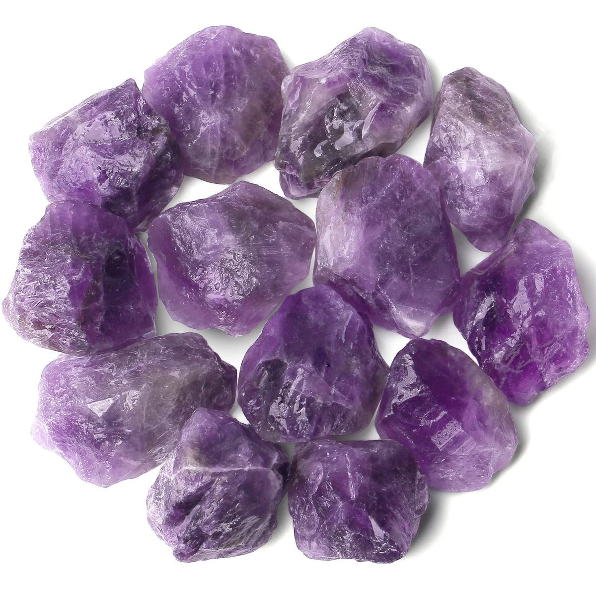 QINJIEJIE Amethyst Rohkristalle, rohe natürliche Heilsteine, große 1" Bulk raue Quarzsteine zum Polieren, Tumbler, Cabbing, Brunnen Dekoration, Wicca Reiki Steine