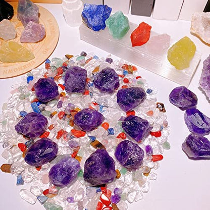 QINJIEJIE Amethyst Rohkristalle, rohe natürliche Heilsteine, große 1" Bulk raue Quarzsteine zum Polieren, Tumbler, Cabbing, Brunnen Dekoration, Wicca Reiki Steine