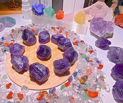 QINJIEJIE Amethyst Rohkristalle, rohe natürliche Heilsteine, große 1" Bulk raue Quarzsteine zum Polieren, Tumbler, Cabbing, Brunnen Dekoration, Wicca Reiki Steine