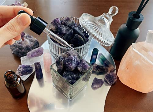 QINJIEJIE Amethyst Rohkristalle, rohe natürliche Heilsteine, große 1" Bulk raue Quarzsteine zum Polieren, Tumbler, Cabbing, Brunnen Dekoration, Wicca Reiki Steine
