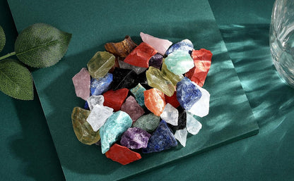 QINJIEJIE 10er-Pack Rohkristalle Edelsteine Heilsteine 1 Zoll große Steine für Tumbling, Cabochons, Brunnensteine, Dekoration, Polieren, Handarbeit, Wicca Reiki Rohquarz