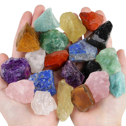 QINJIEJIE 10er-Pack Rohkristalle Edelsteine Heilsteine 1 Zoll große Steine für Tumbling, Cabochons, Brunnensteine, Dekoration, Polieren, Handarbeit, Wicca Reiki Rohquarz
