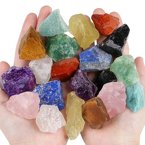 QINJIEJIE 10er-Pack Rohkristalle Edelsteine Heilsteine 1 Zoll große Steine für Tumbling, Cabochons, Brunnensteine, Dekoration, Polieren, Handarbeit, Wicca Reiki Rohquarz