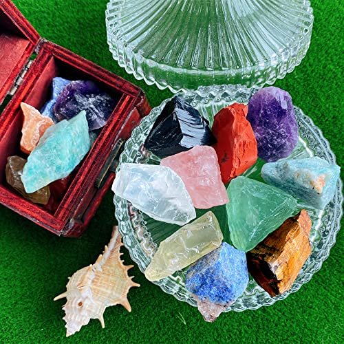 QINJIEJIE 10er-Pack Rohkristalle Edelsteine Heilsteine 1 Zoll große Steine für Tumbling, Cabochons, Brunnensteine, Dekoration, Polieren, Handarbeit, Wicca Reiki Rohquarz