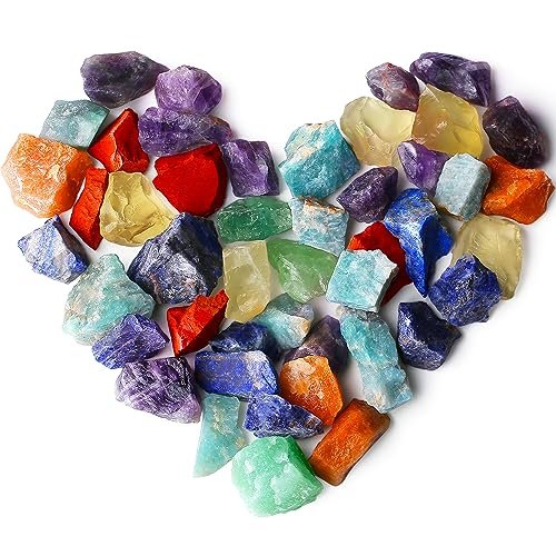 QINJIEJIE 10er-Pack Rohkristalle Edelsteine Heilsteine 1 Zoll große Steine für Tumbling, Cabochons, Brunnensteine, Dekoration, Polieren, Handarbeit, Wicca Reiki Rohquarz