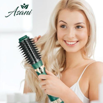 Asani Heißluftbürste - Multifunktionaler Föhnbürste mit austauschbaren Aufsätzen, beheizte Rundbürste zum Locken oder Glätten, Volumen- und Styling-Tool für alle Haartypen