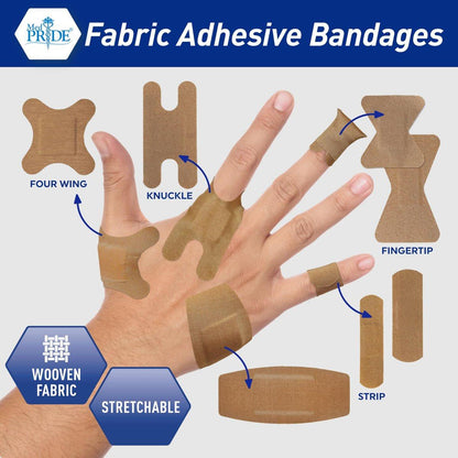 MED PRIDE 100 sterile Fingerverband-Pflaster aus Stoff – Latex- und gummi-frei, hypoallergen, 1,5 x 3 Zoll