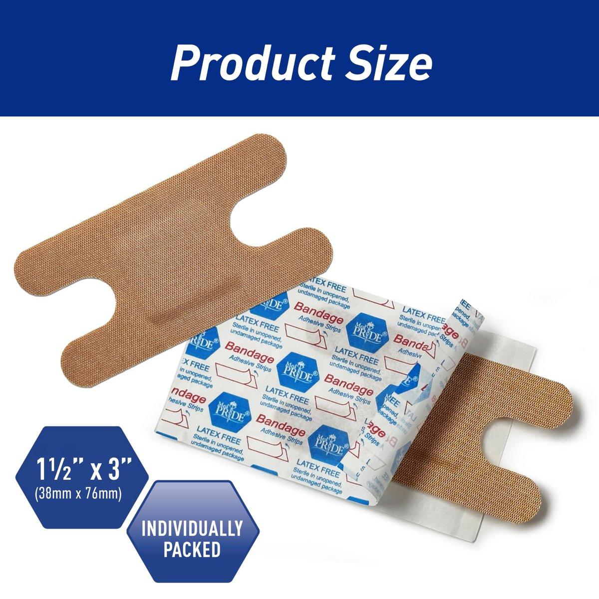 MED PRIDE 100 sterile Fingerverband-Pflaster aus Stoff – Latex- und gummi-frei, hypoallergen, 1,5 x 3 Zoll