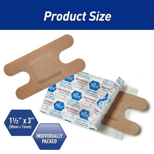 MED PRIDE 100 sterile Fingerverband-Pflaster aus Stoff – Latex- und gummi-frei, hypoallergen, 1,5 x 3 Zoll