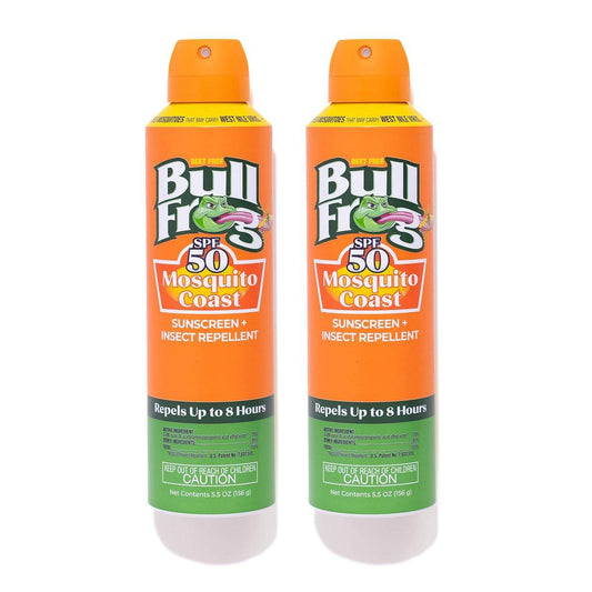 Bullfrog Mosquito Coast Sonnenschutz SPF50 + Insektenschutz 5,5 oz Kontinuierlicher Spray, 2er-Pack