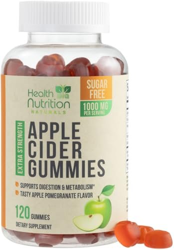 Apfelessig Gummies ohne Zucker - Max Stärke ACV Gummivitamine - Vitamin B12 & Die Mutter - Stoffwechsel & Energie Unterstützung - Vegane Apfelessig Gummis - Non-GMO - 120 Gummis