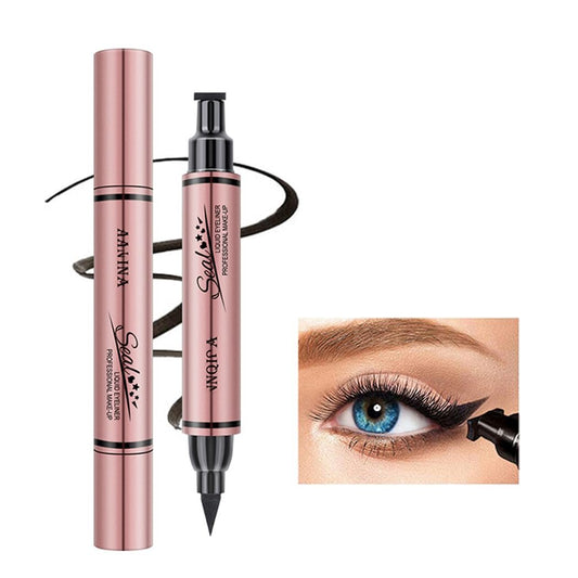 Jumbo Dual Ended Eyeliner - Flüssiger schwarzer Lidstrich mit Wing-Stempel & Präzisionsspitze, wasserfest, für perfekte Katzenaugen