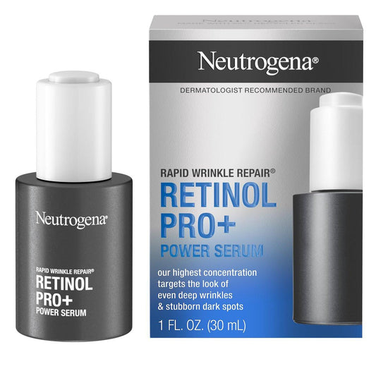 Neutrogena Rapid Wrinkle Repair Retinol Pro+ Power Facial Serum – Anti-Aging Gesichtsserum mit reinem Retinol und pflegenden Emollients, nicht komedogen, parabenfrei, 30 ml