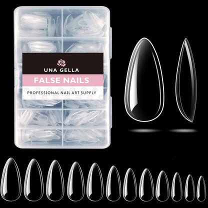 UNA GELLA Mittelmandel Gel-Nagelspitzen, 504 Stück Klare Falsche Nägel Spitzen Form Vollabdeckung Acryl Gel Nagelverlängerung Für DIY Heim Salon 12 Größen