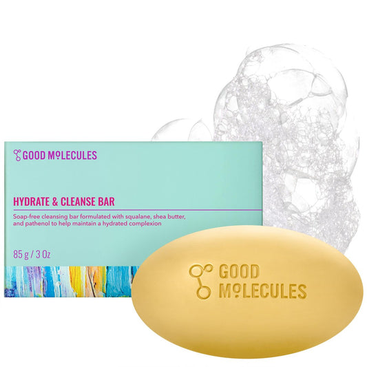 Good Molecules Hydrate and Cleanse Bar – Seifenfreier Reinigungsbar mit Sheabutter und Macadamiasamenöl für ultra-feuchtigkeitsspendende Körper- und Gesichtsreinigung
