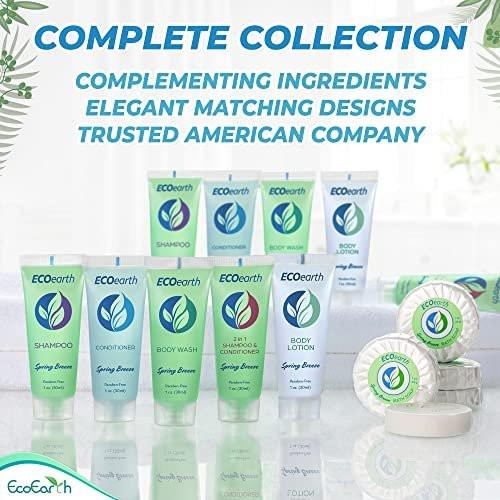 EcoEarth Seifen-, Shampoo- und Conditioner-Set (28 g pro Stück, 150 Teile, Frühlingsbrise) – Hotel-Reisegröße Körperpflegeset für Gäste, erfrischende & belebende Gastfreundschaftsartikel in Großpackung