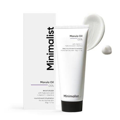 Minimalist Gesichtscreme für trockene Haut | Marulaöl 5% mit Hyaluronsäure für tiefe Nährstoffversorgung & Feuchtigkeit | Feuchtigkeitsspendende Gesichtscreme | Für Frauen & Männer | 1,7 Unzen / 50 g