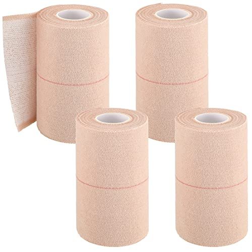 BBTO 4 Rollen Elastisches Klebeband, Selbstklebender Verband, Flexible Stretchbandage für Sport, Knöchel, Knie und Handgelenk, Tierpflege, 5 Yard (4 Zoll Breite)