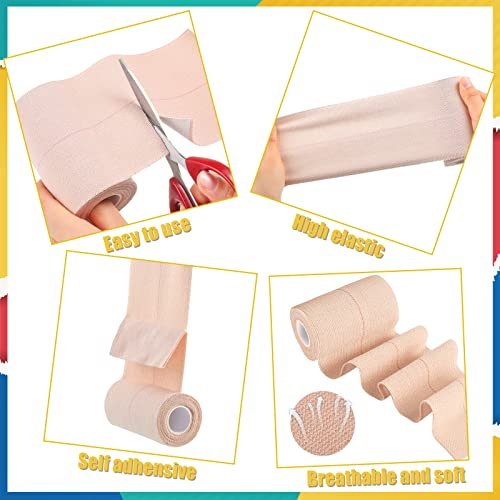 BBTO 4 Rollen Elastisches Klebeband, Selbstklebender Verband, Flexible Stretchbandage für Sport, Knöchel, Knie und Handgelenk, Tierpflege, 5 Yard (4 Zoll Breite)