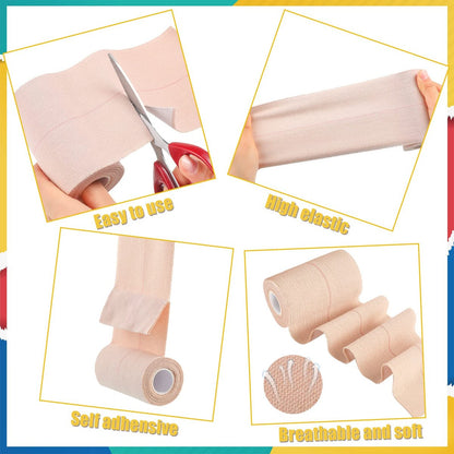 BBTO 4 Rollen Elastisches Klebeband, Selbstklebender Verband, Flexible Stretchbandage für Sport, Knöchel, Knie und Handgelenk, Tierpflege, 5 Yard (4 Zoll Breite)