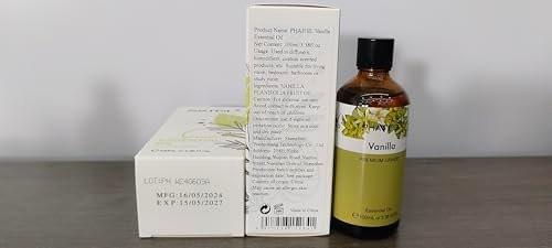 PHATOIL 100 ml Vanille-Essentialöl – Große 3,38 fl.oz Flasche, reines Aromatherapieöl für Diffuser, Luftbefeuchter, Seifen- und Kerzenherstellung