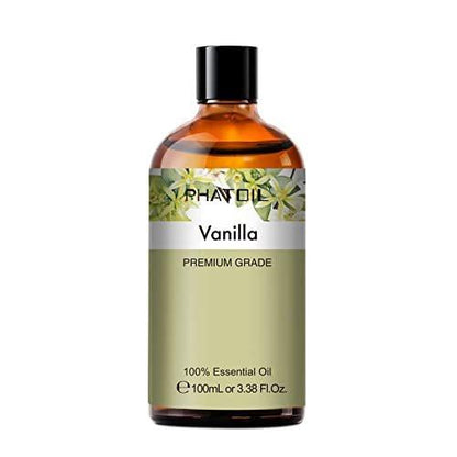 PHATOIL 100 ml Vanille-Essentialöl – Große 3,38 fl.oz Flasche, reines Aromatherapieöl für Diffuser, Luftbefeuchter, Seifen- und Kerzenherstellung