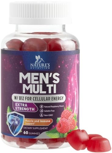 Multivitamin für Männer – Tägliche Vitamin-Gummis mit Vitamin D, B-Vitaminen, Zink & mehr – Unterstützung für Energie, Gedächtnis, Fokus und Immunsystem – 13 essentielle Vitamine & Mineralstoffe – 60 Kapseln